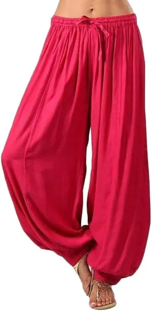 Women's Cotton Linen Lantern Trousers Solid Low-Waisted Relax Fit Pant Elastic Drawstring Wide Leg Pants for Causal