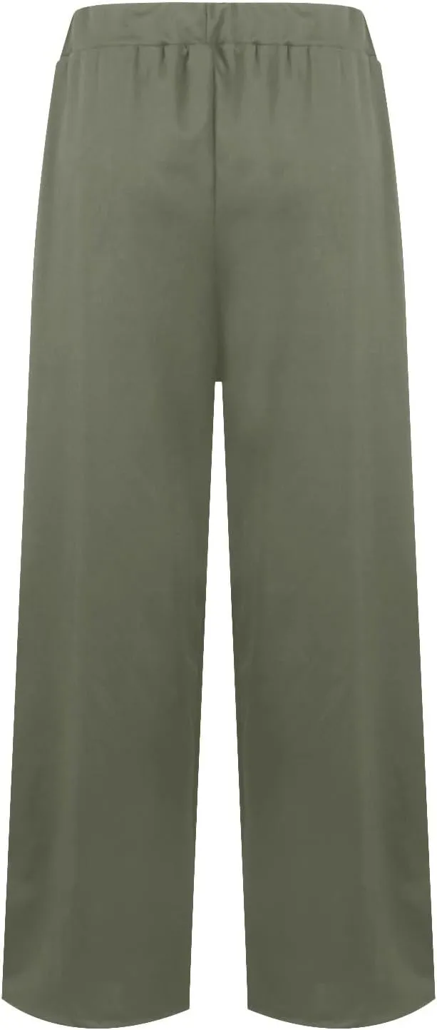 Women's Cotton Linen Summer Casual Flowy Pant Trousers High Waist Stretchy Straight Plus Size Pant