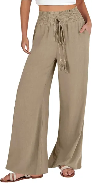 Women's Cotton Linen Summer Loose Pant Trousers Low Waist Straight Slim Fit Trousers Office