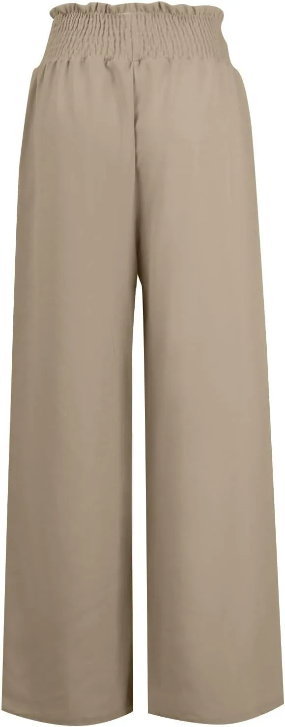 Women's Cotton Linen Summer Loose Pant Trousers Low Waist Straight Slim Fit Trousers Office