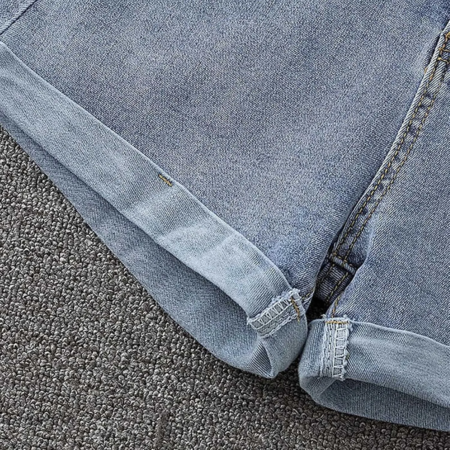 Womens Denim Shorts High Waisted Stretchy Cuffed Jean Shorts Casual Rolled Cuff Cut Off Jeans Short Summer Beach Pants