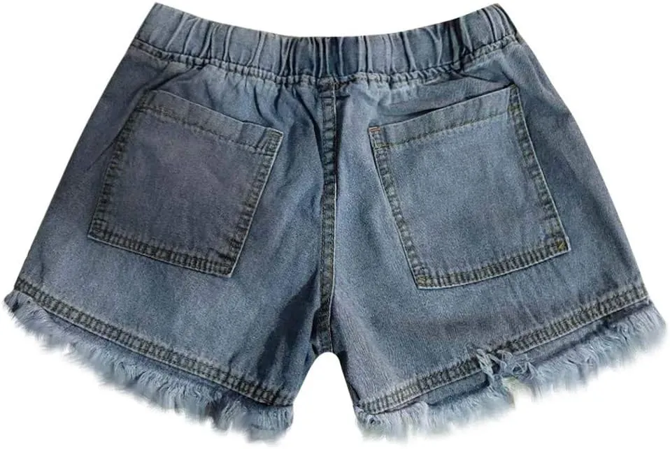 Women's Denim Shorts Stretchy High Waisted Comfy Ripped Short Jean Pants Solid Color Fashion Summer Slim Fit Hot Short