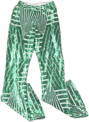 Women's Glitter Sequin Wide Leg Flare Pants High Waist Bell Bottoms Party Palazzo Pants Flared Trousers