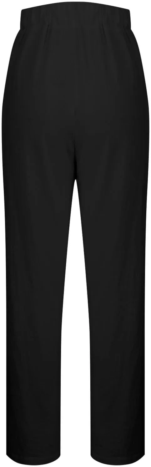 Womens High Waist Linen Pants Drawstring Elastic Waist Summer Casual Pants Loose Fit Lounge Trousers with Pockets