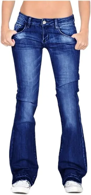 Womens High Waisted Flare Denim Pant Trendy Relax Fit Washed Jeans Gradient Pleated Bell Bottom Casaul Denim Trousers