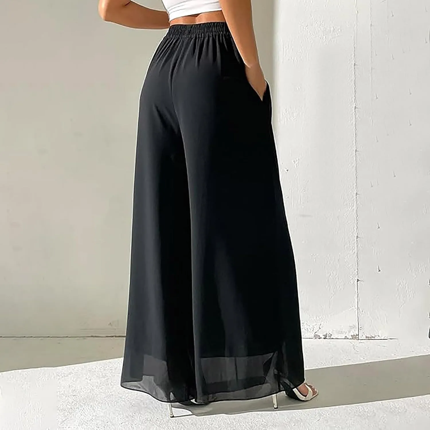 Women's Linen Blend Summer Y2K Streetwear Pant Trousers Elastic Waist Lounge Pants Slim Fit Pants Travel