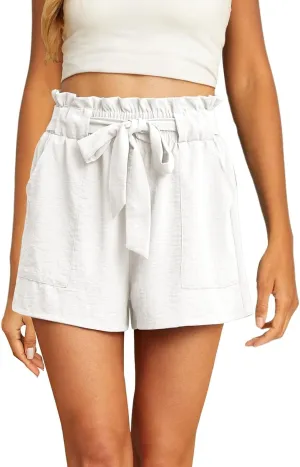 Womens Linen Shorts High Waisted 2025 Summer Beach Resort Wear Drawstring Elastic High Waist Dressy Casual with Pockets