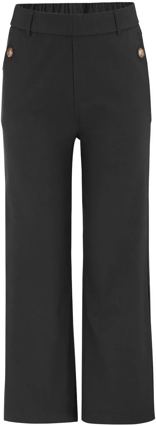 Women's Linen Summer Casual Loose Palazzo Pants Elastic Waisted Wide Leg Plus Size Palazzo Lounge Pants Trendy