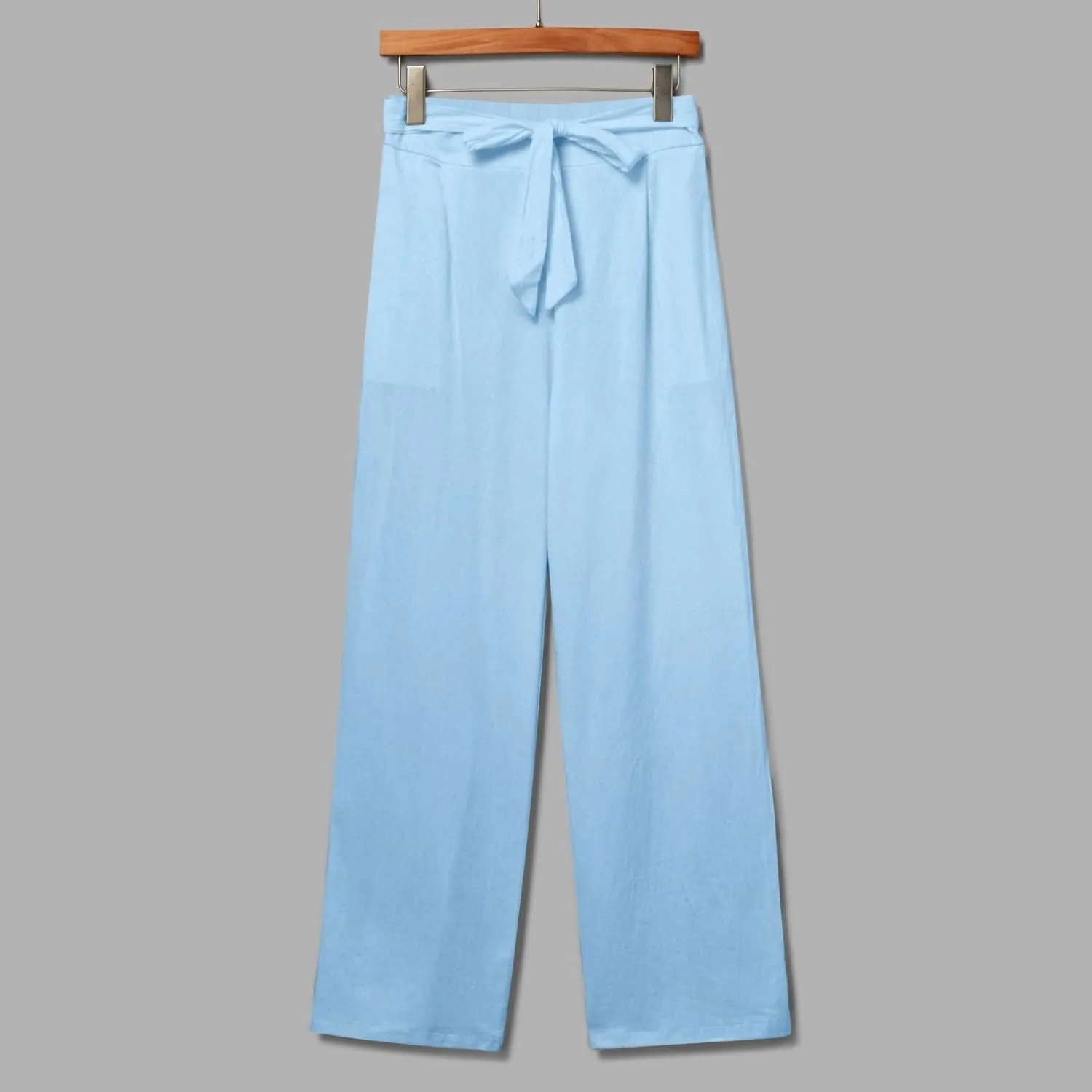 Womens Linen Summer Flowy Pants Elastic Waist Lounge Pants Slim Fit Trouser Travel