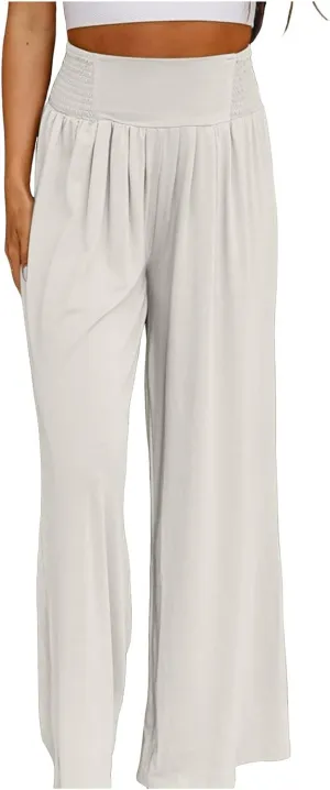 Womens Linen Summer Letter Patched Palazzo Pants Low Waist Stretchy Straight Slim Fit Palazzo Pants Office