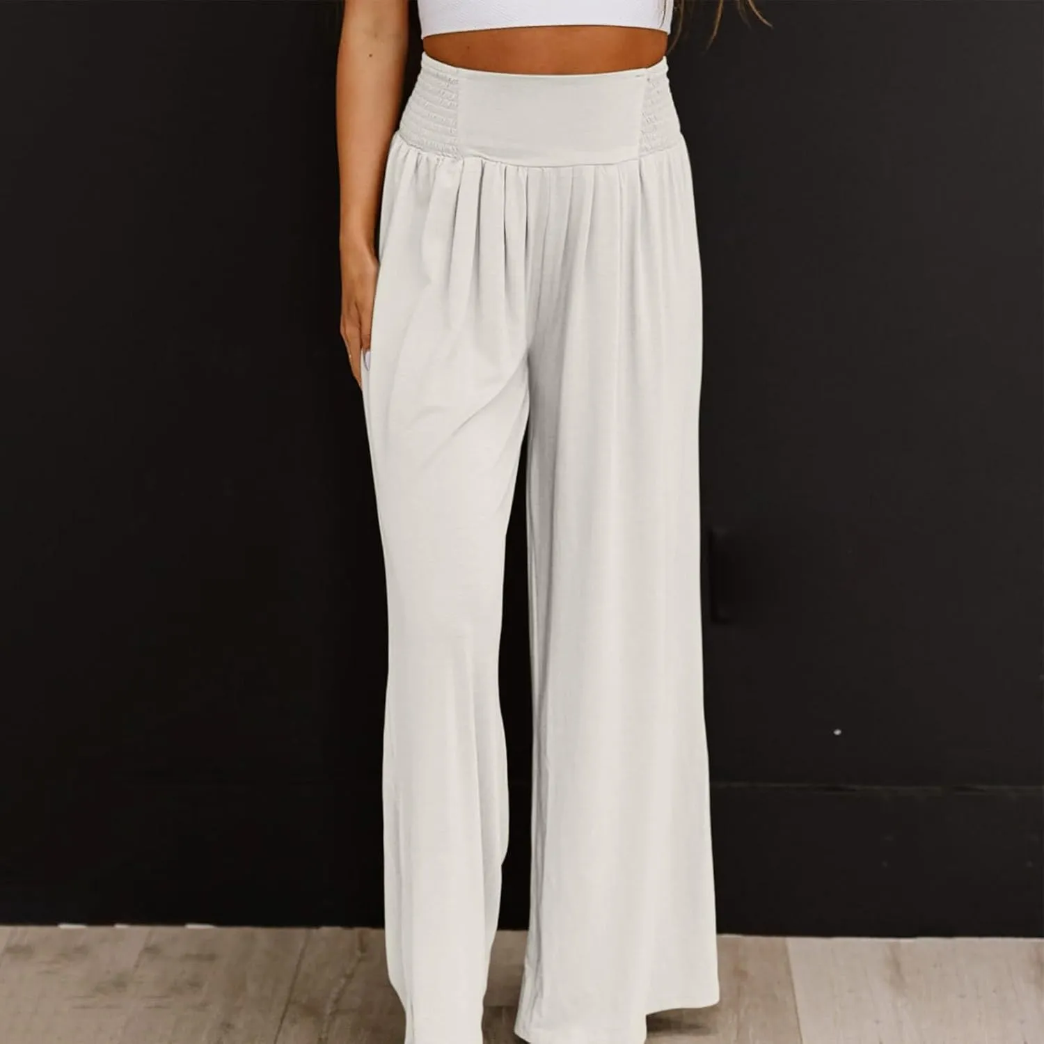 Womens Linen Summer Letter Patched Palazzo Pants Low Waist Stretchy Straight Slim Fit Palazzo Pants Office
