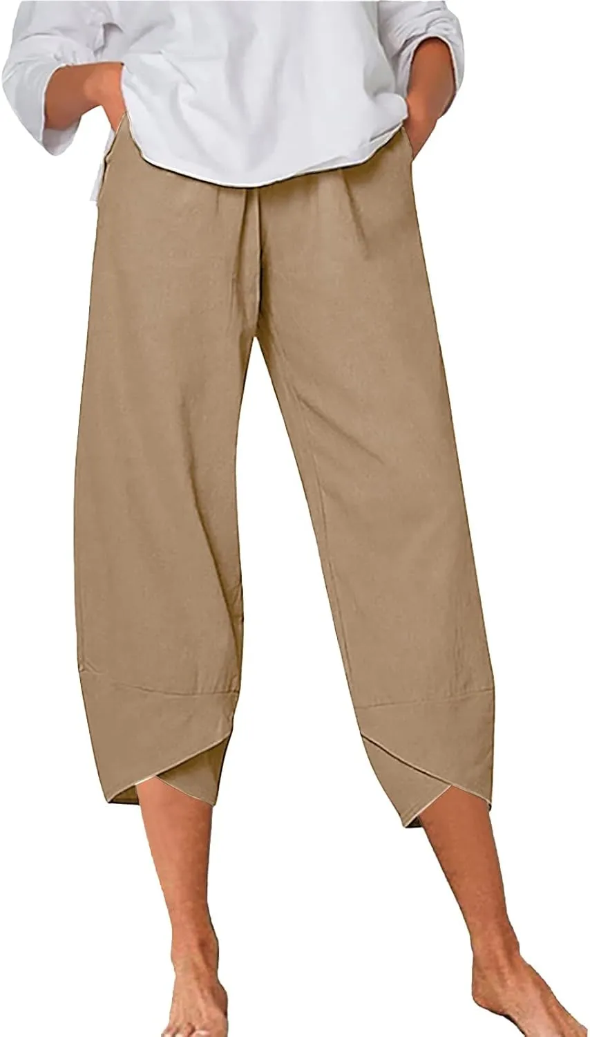 Women's Linen Summer Printed Pant Trousers Low Waist Wide Leg Plus Size Palazzo Pants Travel