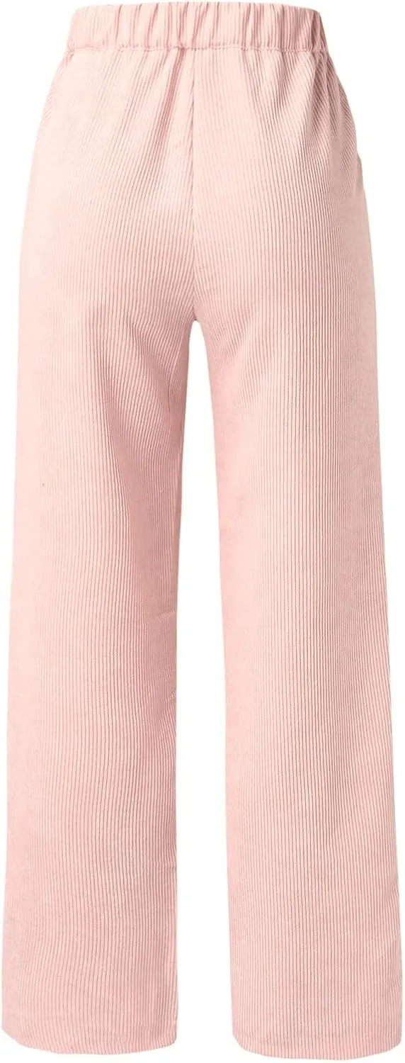 Womens Linen Summer Y2K Fashion Palazzo Pants High Waist Straight Loose Fit Palazzo Pants Vacation