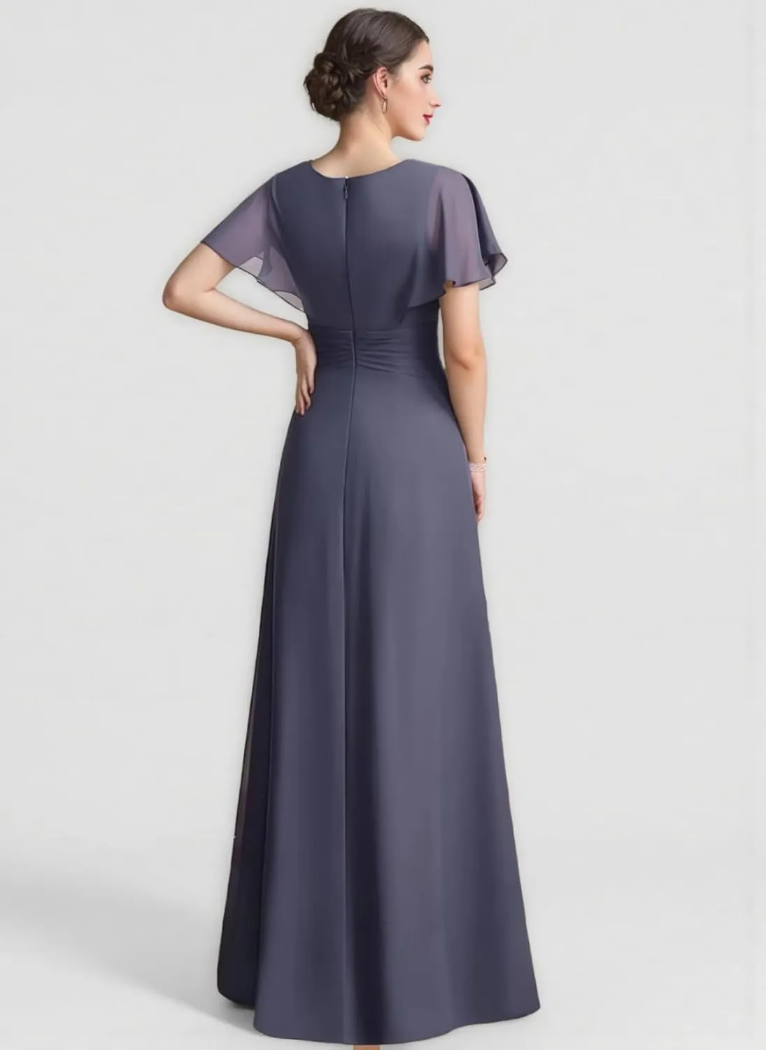 Women's Mother of The Bride Dresses Scoop Neck Long Formal Evening Dress for Wedding MDB005