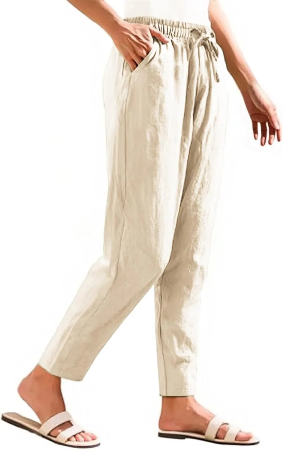 Women's Pants, Straight Leg Casual Everyday Linen Peasant Pants Sweatpants Lounge Plus