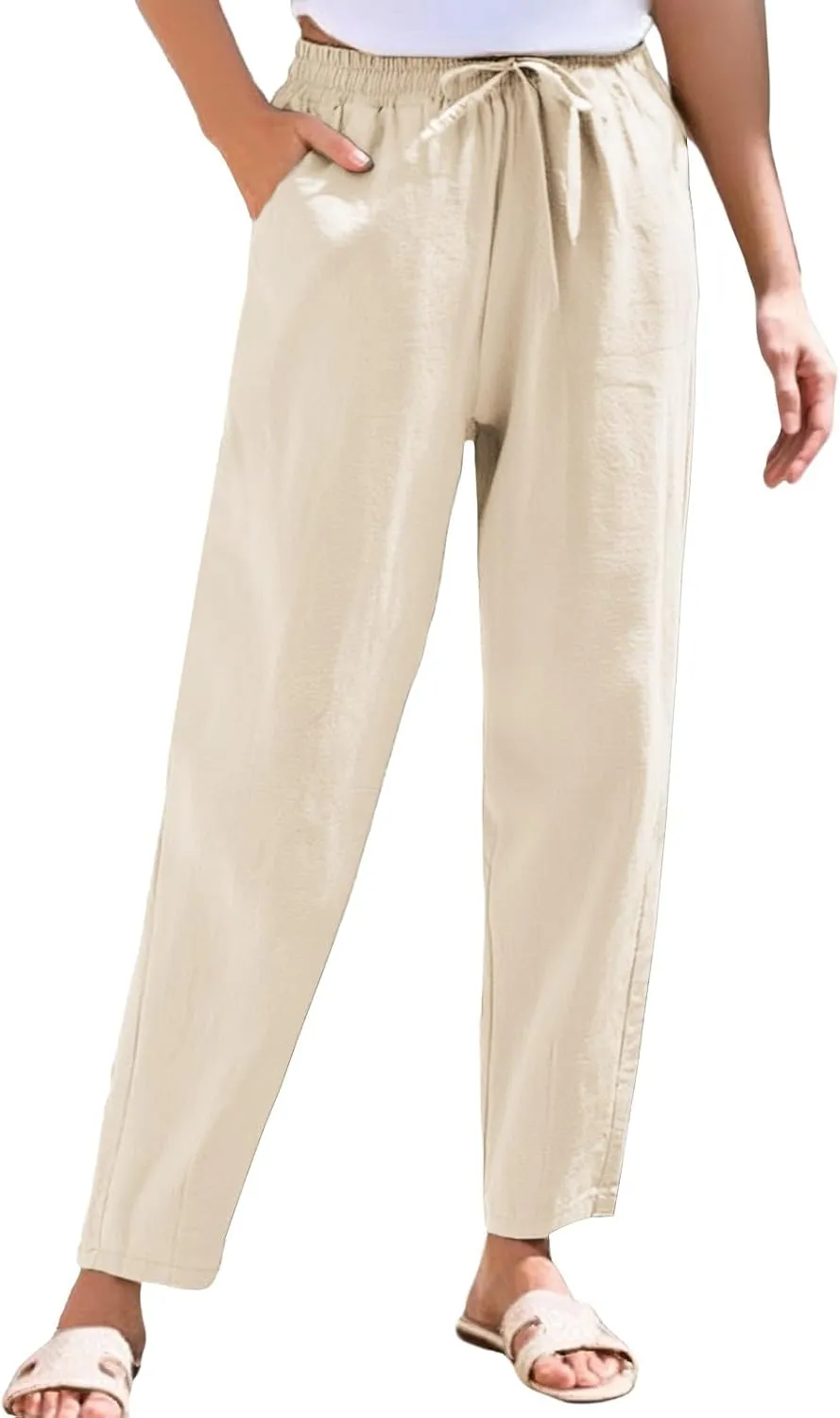 Women's Pants, Straight Leg Casual Everyday Linen Peasant Pants Sweatpants Lounge Plus