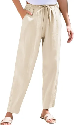 Women's Pants, Straight Leg Casual Everyday Linen Peasant Pants Sweatpants Lounge Plus