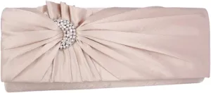 Womens Pleated Flower Clutch Bag Satin Retro Evening Bags