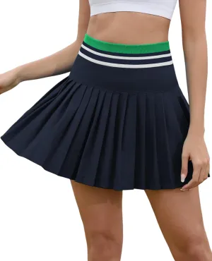 Womens Pleated Tennis Skirt with Shorts High Waisted Athletic Skorts Golf Skirts with Pocket Tummy Control