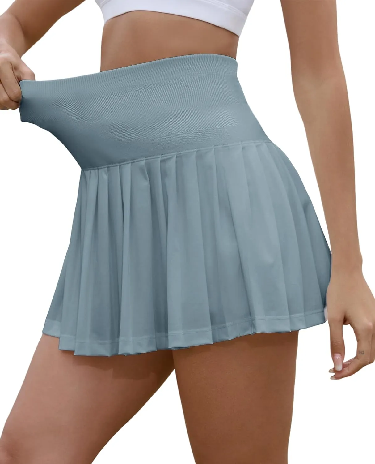 Womens Pleated Tennis Skirt with Shorts High Waisted Athletic Skorts Golf Skirts with Pocket Tummy Control