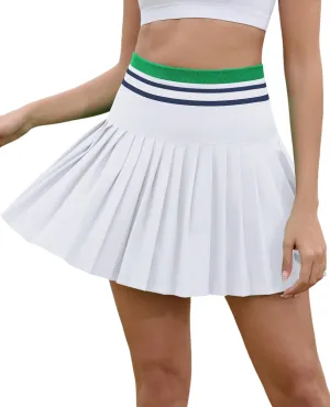 Womens Pleated Tennis Skirt with Shorts High Waisted Athletic Skorts Golf Skirts with Pocket Tummy Control