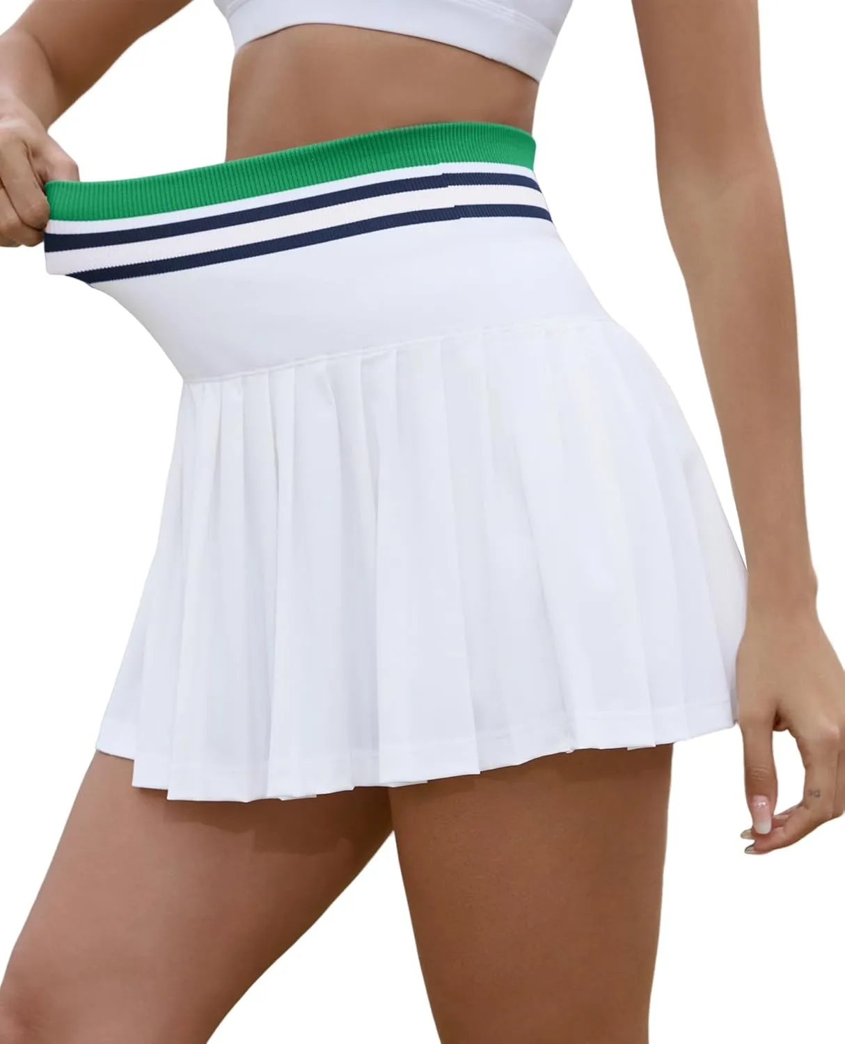 Womens Pleated Tennis Skirt with Shorts High Waisted Athletic Skorts Golf Skirts with Pocket Tummy Control