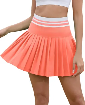 Womens Pleated Tennis Skirt with Shorts High Waisted Athletic Skorts Golf Skirts with Pocket Tummy Control