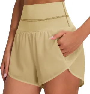 Women's Quick Dry Running Shorts High Waisted Athletic Dolphin Gym Workout Shorts with Liner High Split Prime of Day