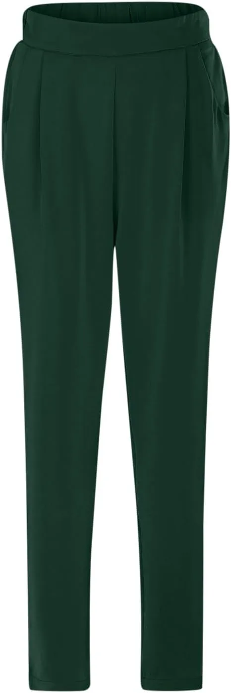 Women's Satin High Waist Pants Casual Pleated Loose Business Trousers Straight Leg Office Slacks Pants with Pockets