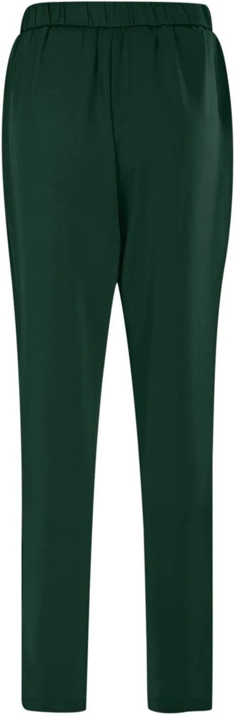 Women's Satin High Waist Pants Casual Pleated Loose Business Trousers Straight Leg Office Slacks Pants with Pockets