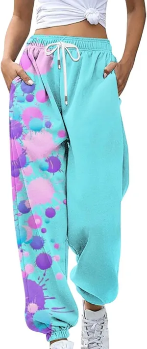 Women's Sequin Classic Pant Fashion Women's Loose Sequins Pumpkin Floral Casual Pants Side Casual Party Disco