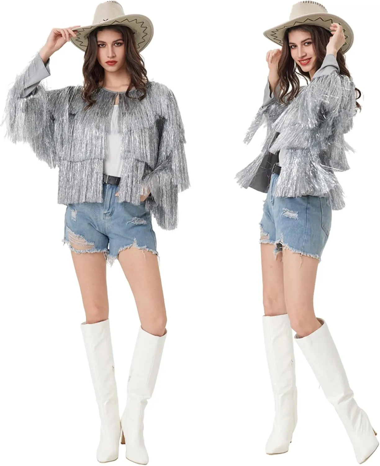 Women's Sequin Jacket Long Sleeve OpenZipper Fahion Shiny Glitter Sparkly Bomber Jackets