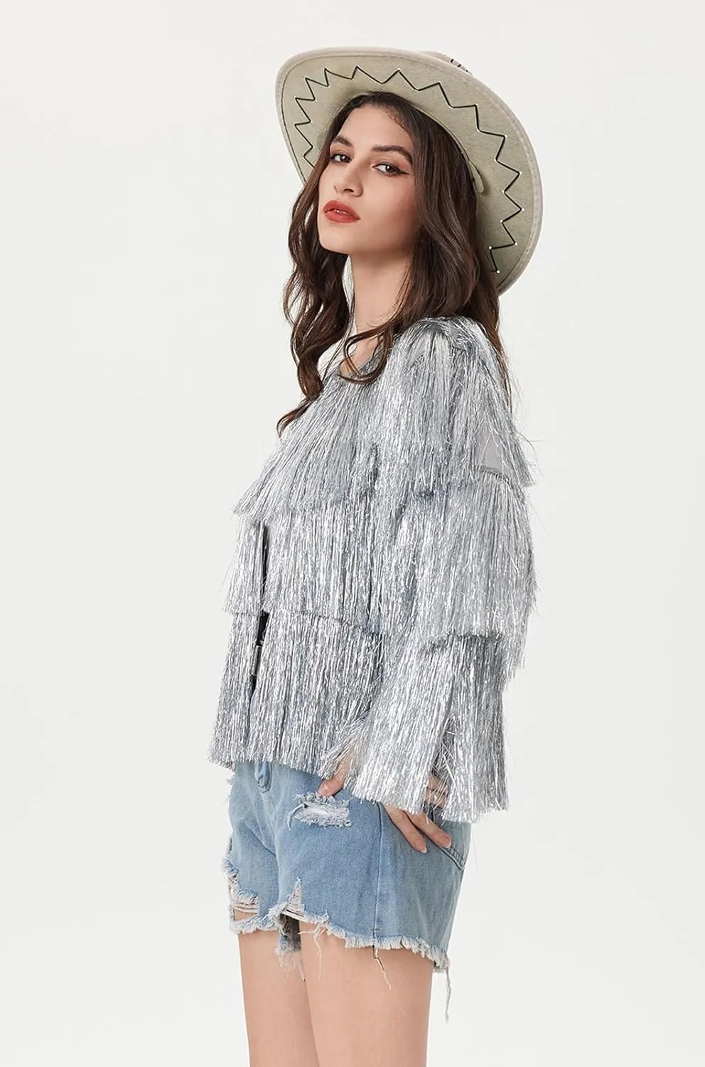 Women's Sequin Jacket Long Sleeve OpenZipper Fahion Shiny Glitter Sparkly Bomber Jackets