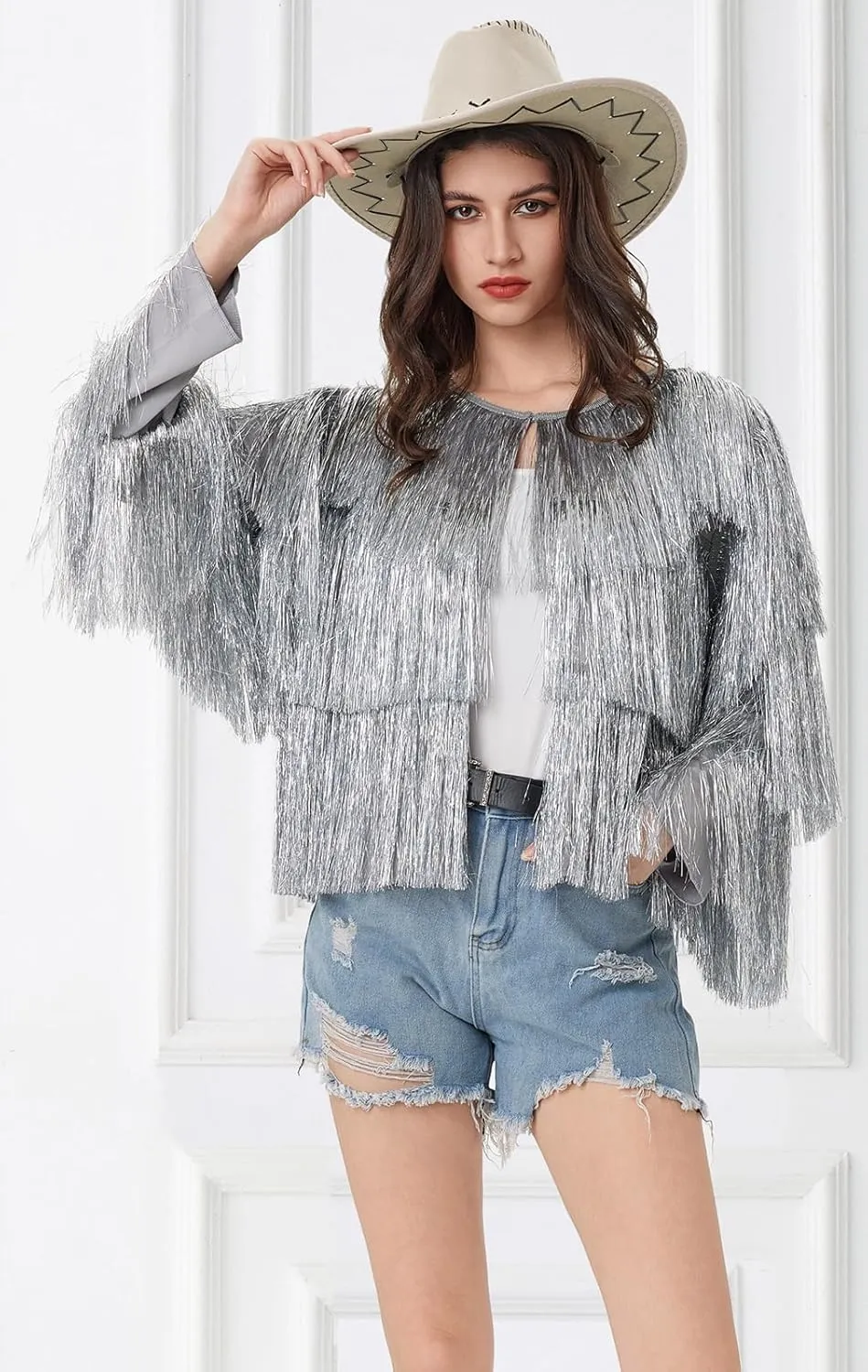 Women's Sequin Jacket Long Sleeve OpenZipper Fahion Shiny Glitter Sparkly Bomber Jackets