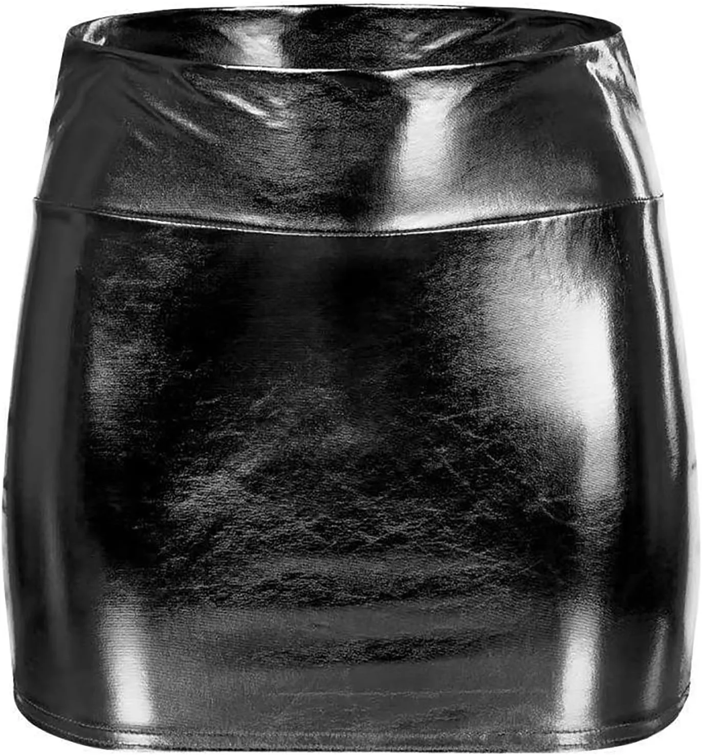 Women's Sexy Bodycon Pencil Skirt Shiny Metalic Party Skirts Tight Hip Mini Skirt Holographic Short Skirts Clubwear