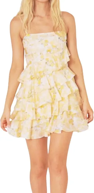 Women's Spaghetti Strap Mini Dress Floral Print Ruffle Short Dresses Summer Club Party Sundress