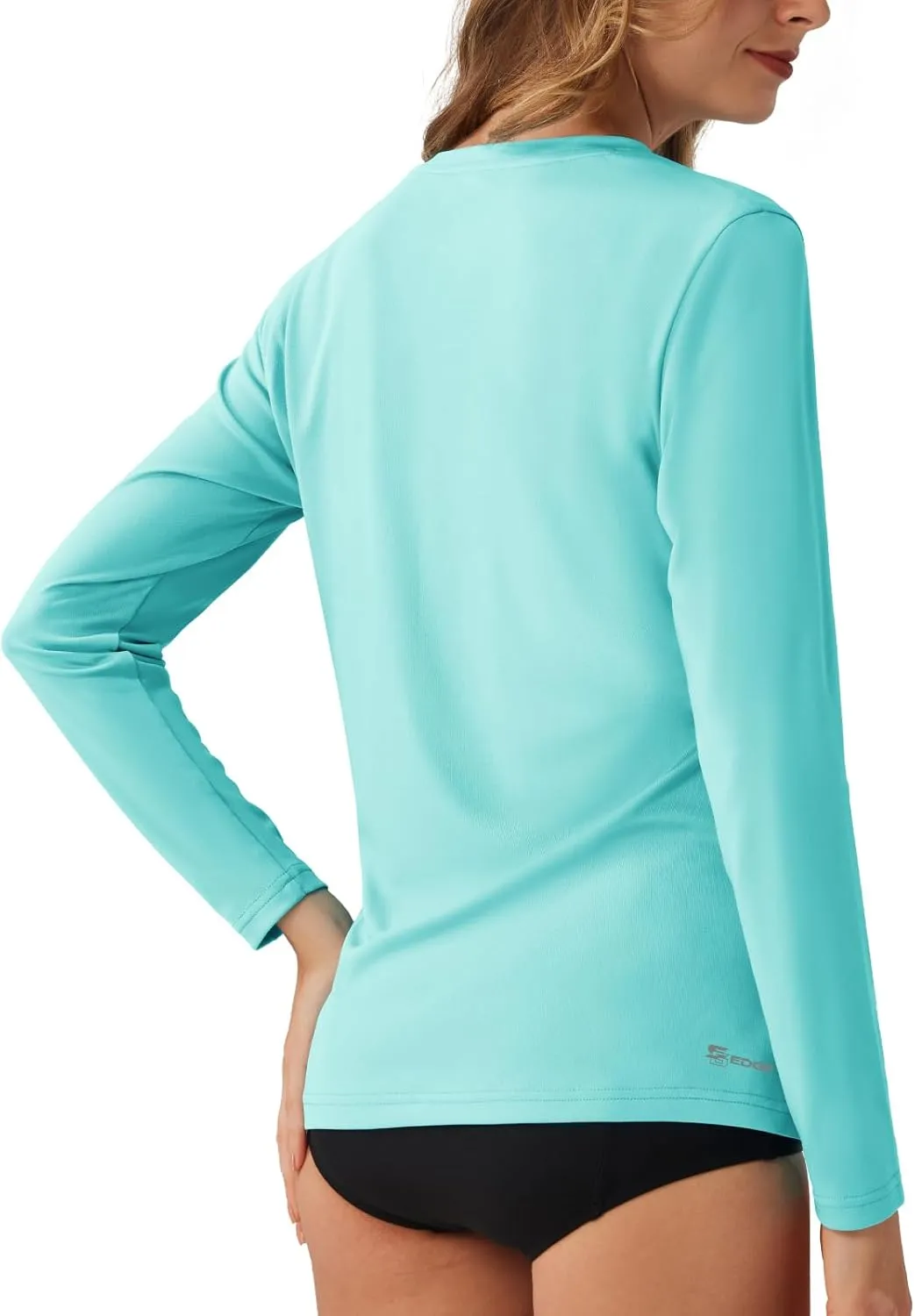 Women's Standard V-Neck UPF 50  Long Sleeve Swim Rash Guard Shirt