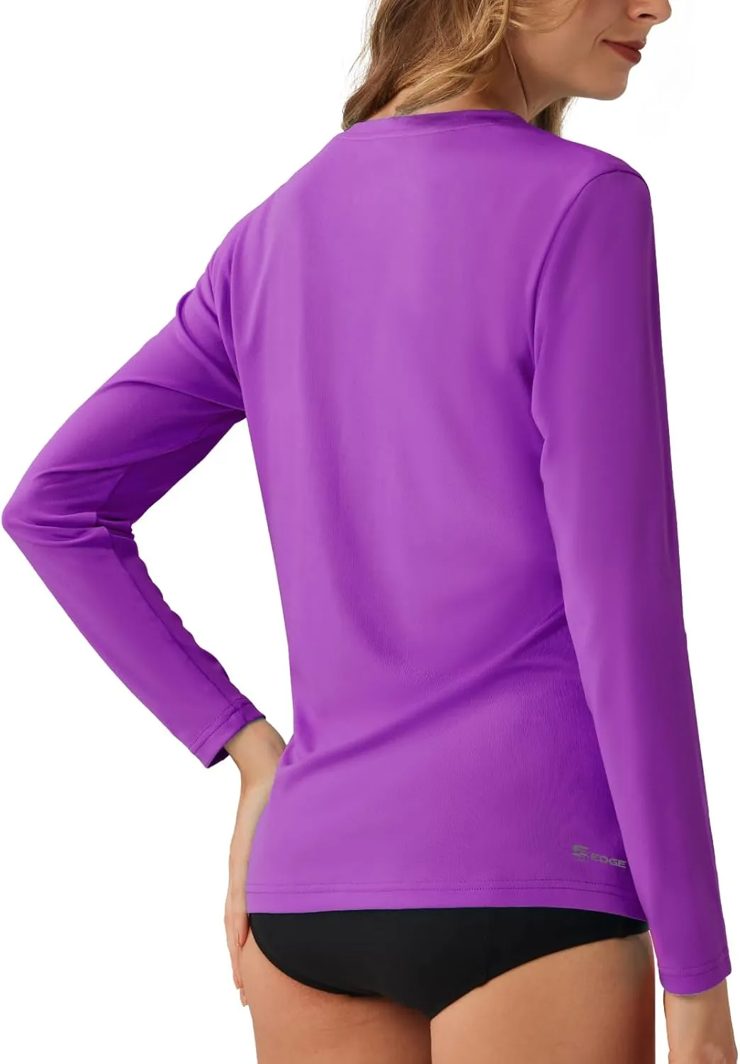 Women's Standard V-Neck UPF 50  Long Sleeve Swim Rash Guard Shirt