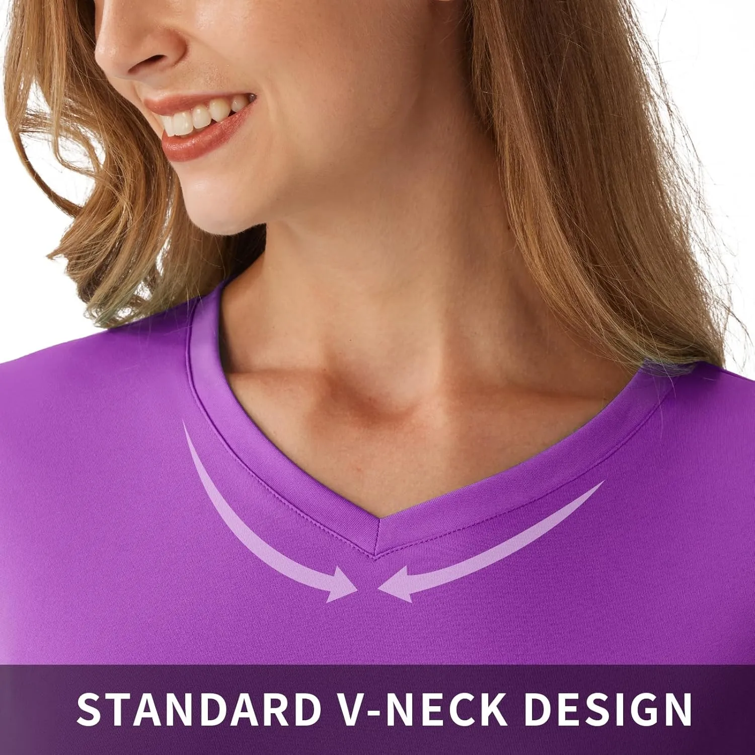 Women's Standard V-Neck UPF 50  Long Sleeve Swim Rash Guard Shirt