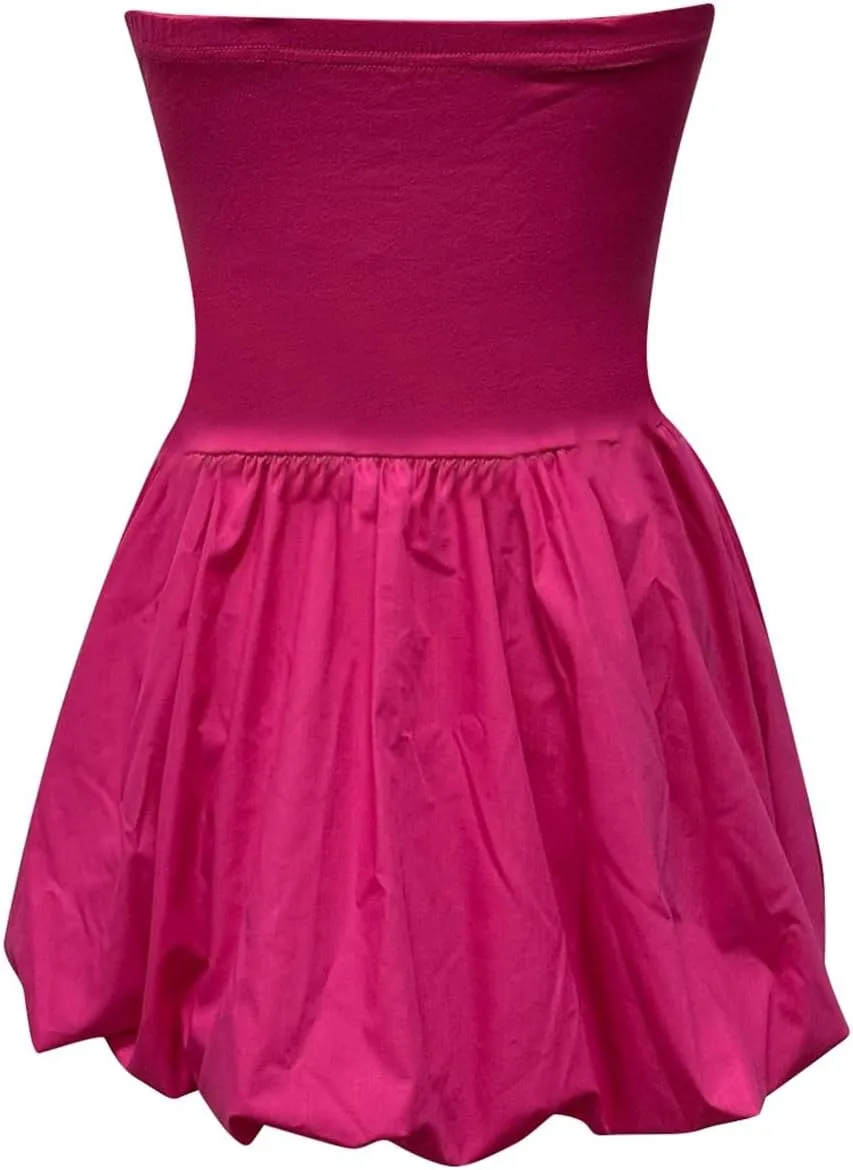 Women's Strapless Mini Party Dress 2025 Summer Casual Tube Top Ruffle A Line Short Patchwork Sundresses Clubwear