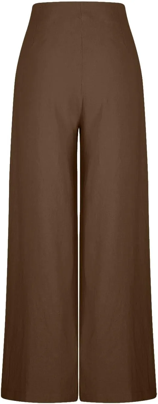 Women's Summer Wide Leg Palazzo Pants Fashion High Waistd Loose Elastic Waist Slacks Casual Going Out Flowy Trousers
