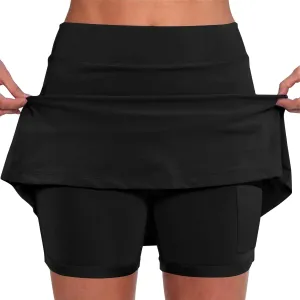 Women's Tennis Shorts with Pockets Solid Golf Mini Skirts Plus Size Tummy Control Skinny Active Summer Workout 2 in 1 Shorts