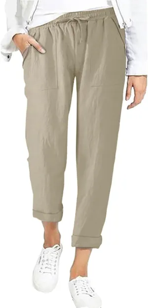 Women's Trousers Solid High Waist Pocket Loose Casual Trousers Flared Lace Pants Women Plus Size Pants Casual