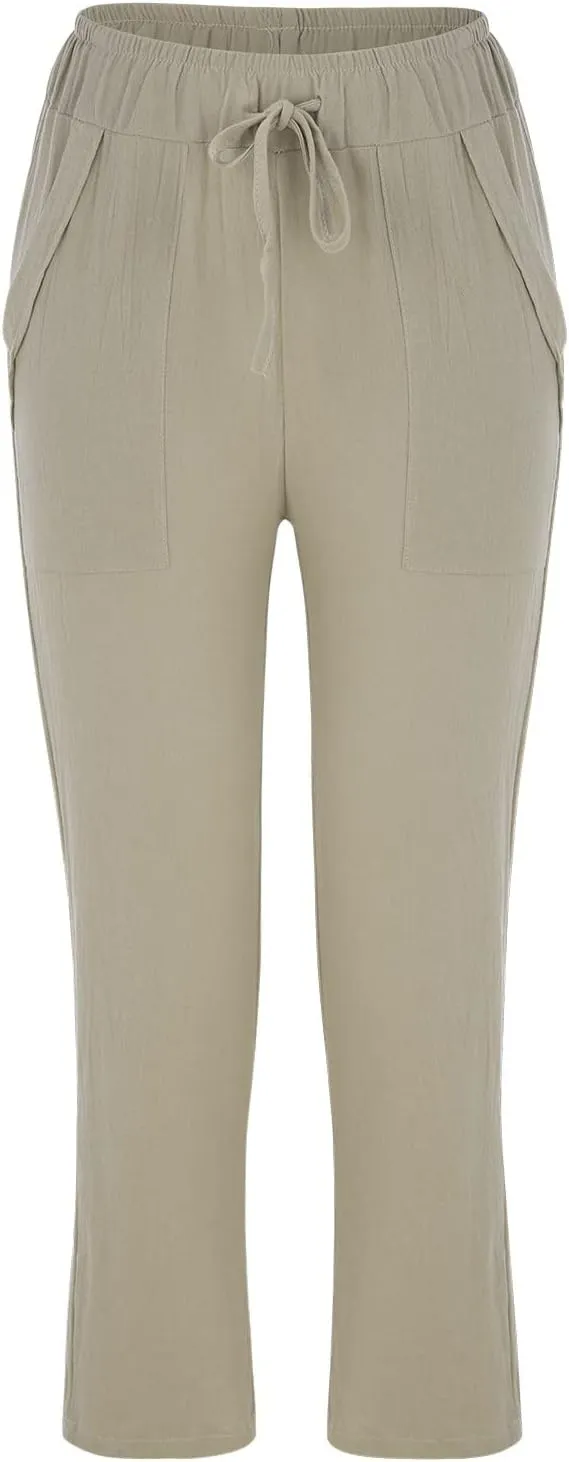 Women's Trousers Solid High Waist Pocket Loose Casual Trousers Flared Lace Pants Women Plus Size Pants Casual