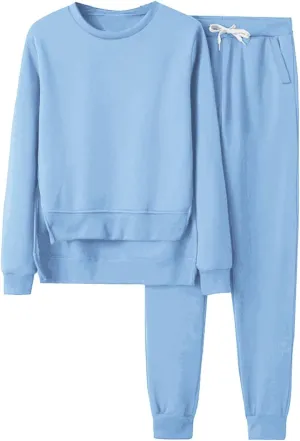 Womens Two Piece Outfits Long Sleeve V Neck Vintage Off Shoulder Long Sleeve Tops Long Pants Tracksuits