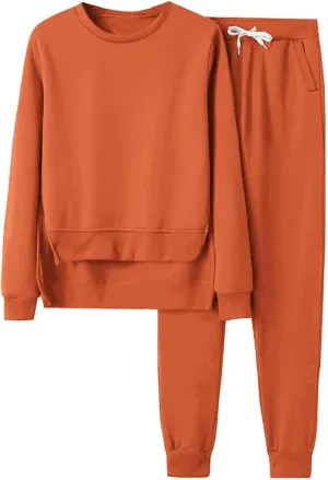 Women's Two Piece Tracksuit Fall Long Sleeve V Neck Althteic Outfit Hoodie Sweatshirt Long Pants Outfits