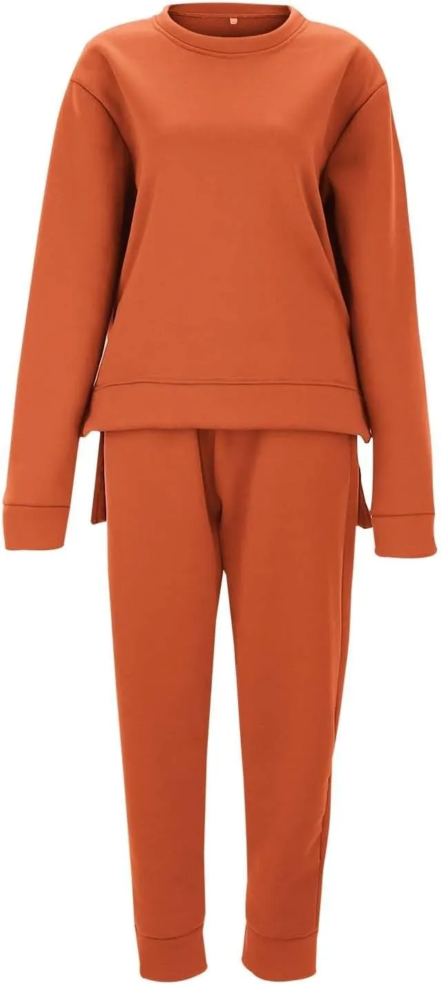 Women's Two Piece Tracksuit Fall Long Sleeve V Neck Althteic Outfit Hoodie Sweatshirt Long Pants Outfits