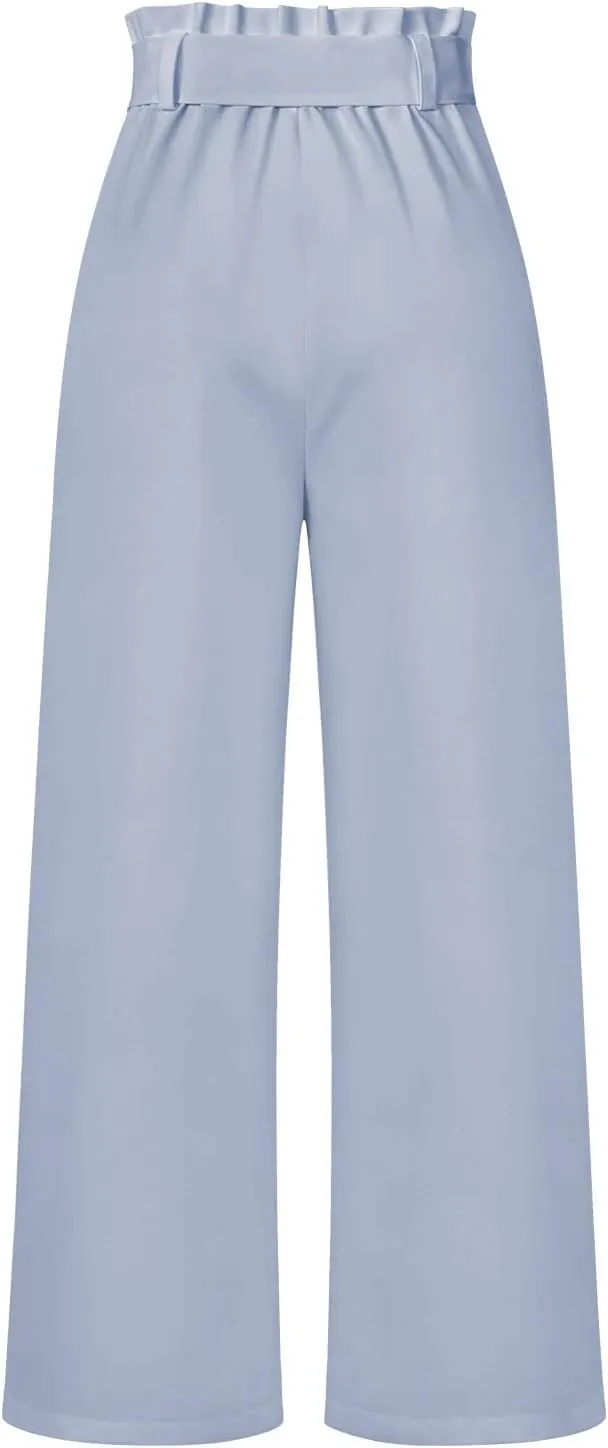 Women's Wide Leg Pants High Elastic Waisted in The Back Business Work Trousers Long Straight Suit Pants