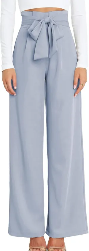 Women's Wide Leg Pants High Elastic Waisted in The Back Business Work Trousers Long Straight Suit Pants