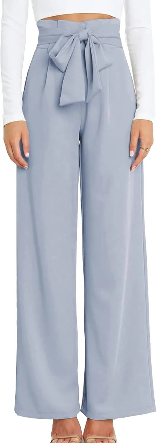 Women's Wide Leg Pants High Elastic Waisted in The Back Business Work Trousers Long Straight Suit Pants